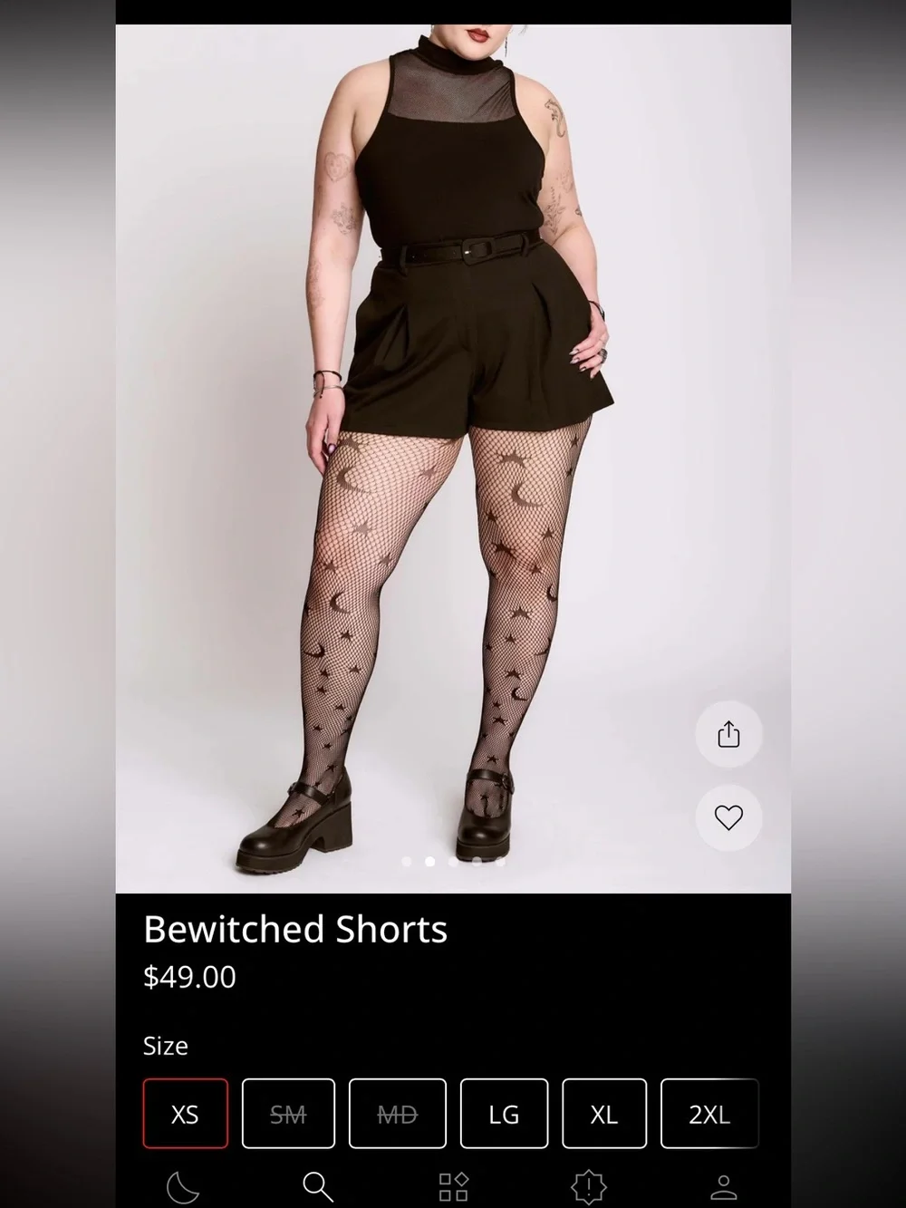 NWT Midnight Hour “Bewitched Shorts” High Waisted Stretch with Belt Small